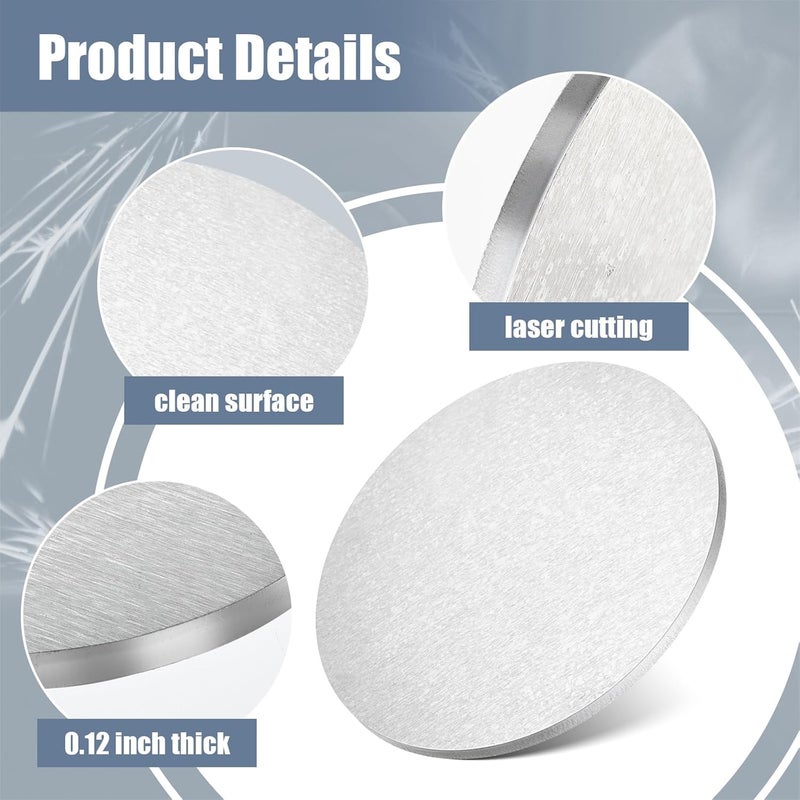 Yaocom 2 Pcs 1/8" x 4" Aluminum Disc Round Aluminum Sheets and Plates, 6061 Aluminum - Image 3